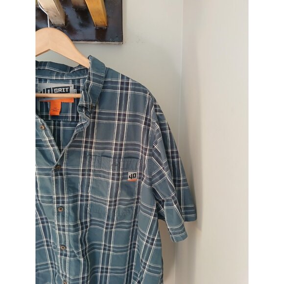 Duluth Trading 40 Grit Poplin Standard Fit S/S Button Down Shirt Size 2XL Blue - Picture 3 of 9